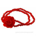 fashion cheap wholesale orange glass beads bracelets with rose flower